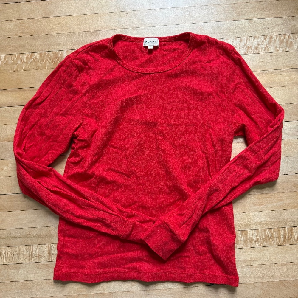 NWOT DONNI Pointelle LongSleeve- Bell Pepper